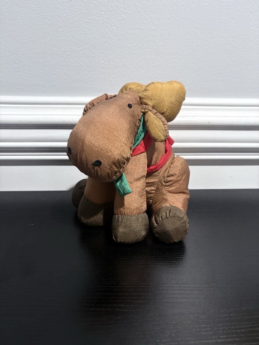 Vintage Department 56 10" Nylon Holiday Reindeer Moose Plush w/ Backpack